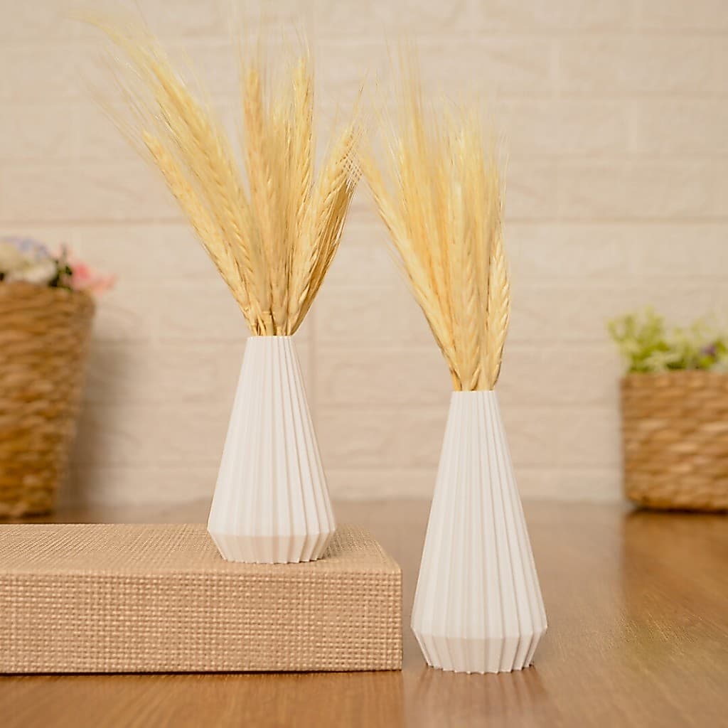 Kit 2 Vasos Nórdicos Decorativos Arranjo Enfeite de Plástico Sala, rack, Casa e Escritório Decoração Moderna Trigo seco