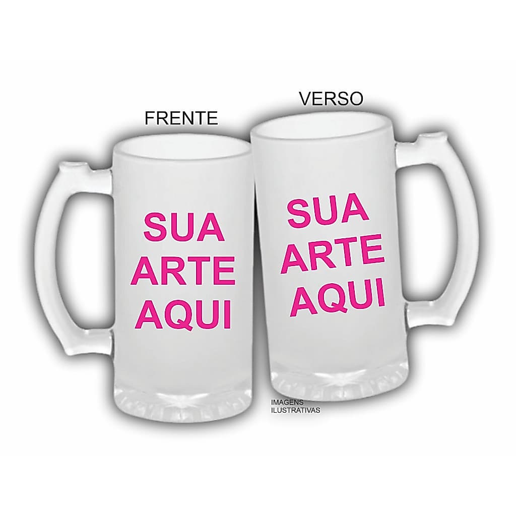 Caneca de Chopp Personalizada - Sua arte aqui - VIDRO JATEADO FOSCO
