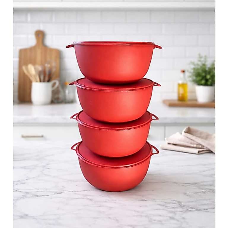 kit 4 Potes Extra Grande 5,8l Redondo Tampa Hermética Saladeira Churrasco Maionese