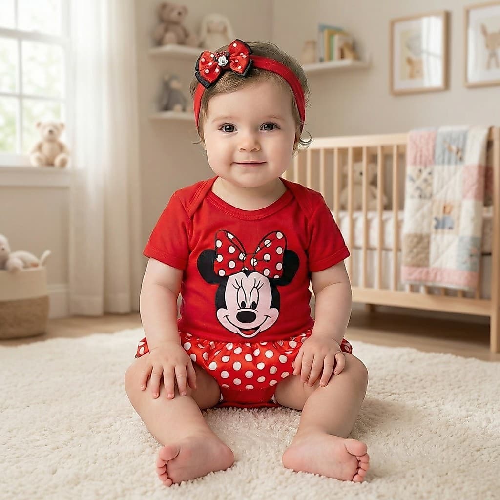 Body Infantil Bebê Menina RN Mesversario Minie vermelha Promoção