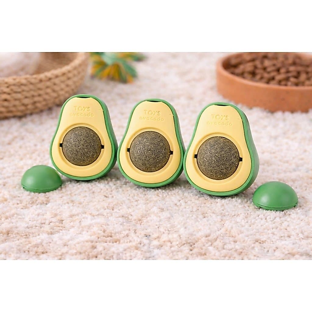 Kit 3 Abacates de Brinquedo para Gatos com Catnip Erva do Gato Natural