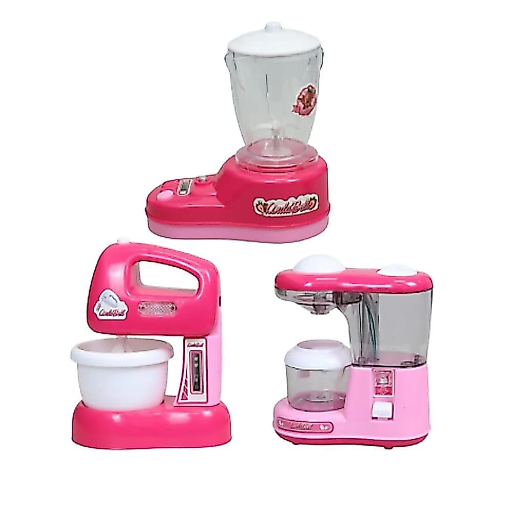 3 Kit Mini Eletrodoméstic Batedeira Cafeteira Liquidificador