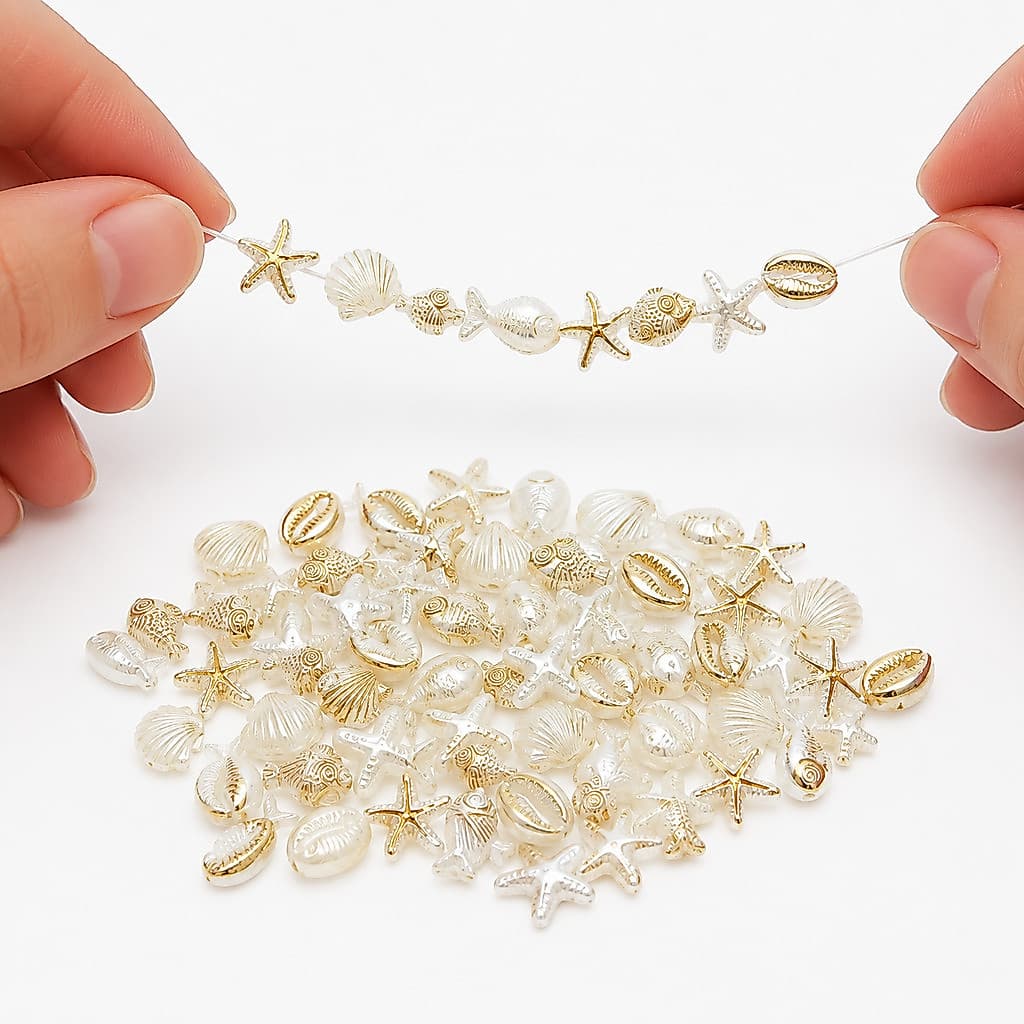 Miçanga Entremeio Fundo do Mar Transparente Dourado 100g para Bijuterias Chaveiros e Artesanato