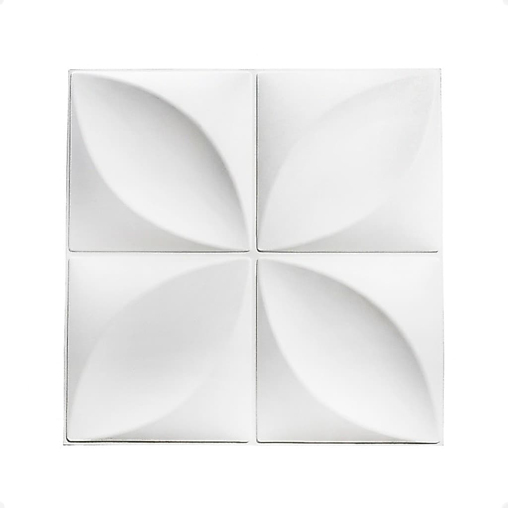 Revestimento Placa 3D Autoadesiva 4 Pétalas Branco 50x50cm 8mm Multibrix
