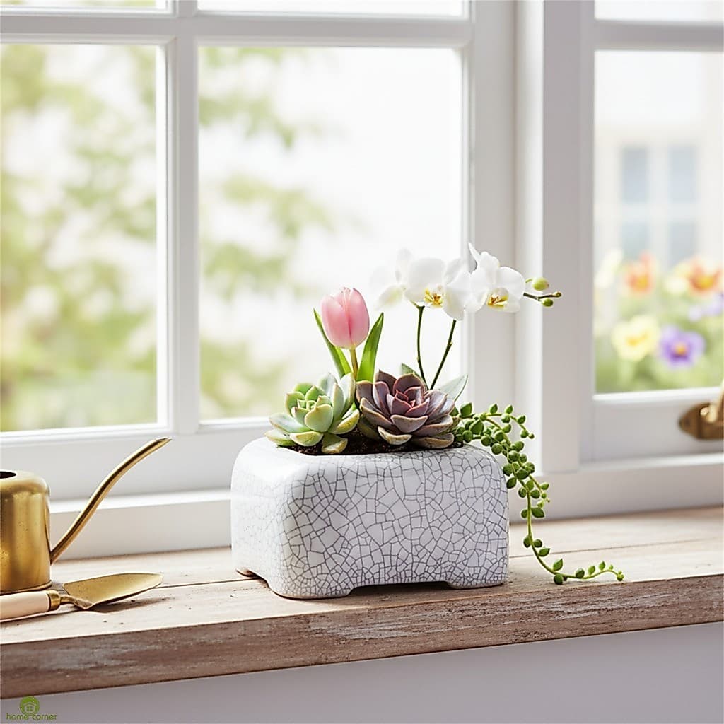Mini Vaso De Flores De Cerâmica-Plantador De Esmalte Branco Para Suculentas , Tulipas , Orquídeas