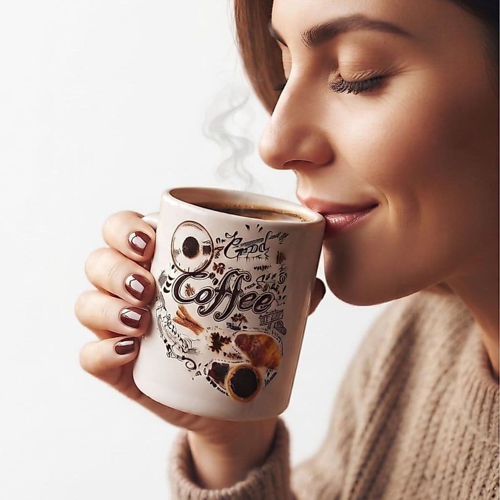 4 Xícaras de Café Porcelana Premium Branca Decorada Espresso Cafézinho Alta Qualidade