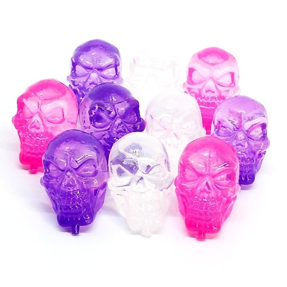 Kit 10 Gelos Reutilizáveis Formato Caveira para Bebidas – Cubos de Gelo Coloridos