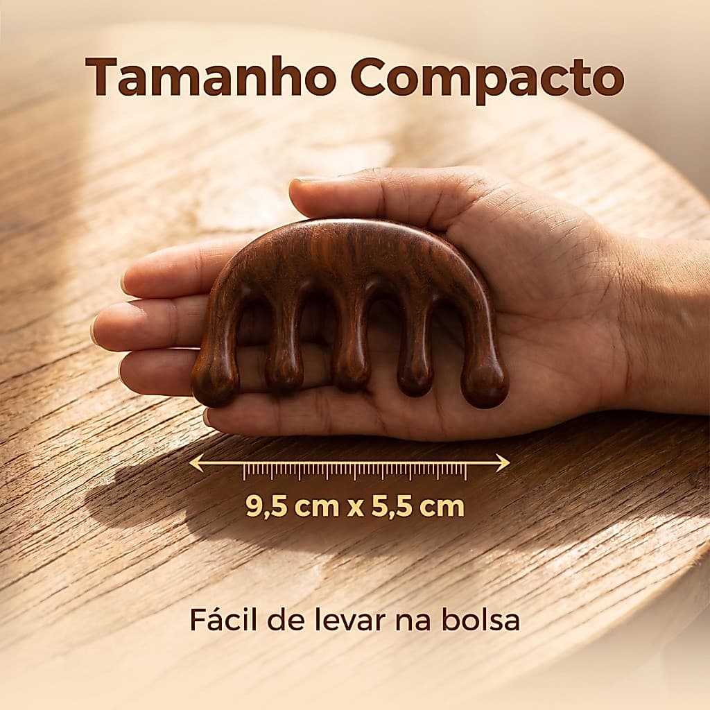 Massageador Capilar de Madeira Alivia Cansaço e Insônia