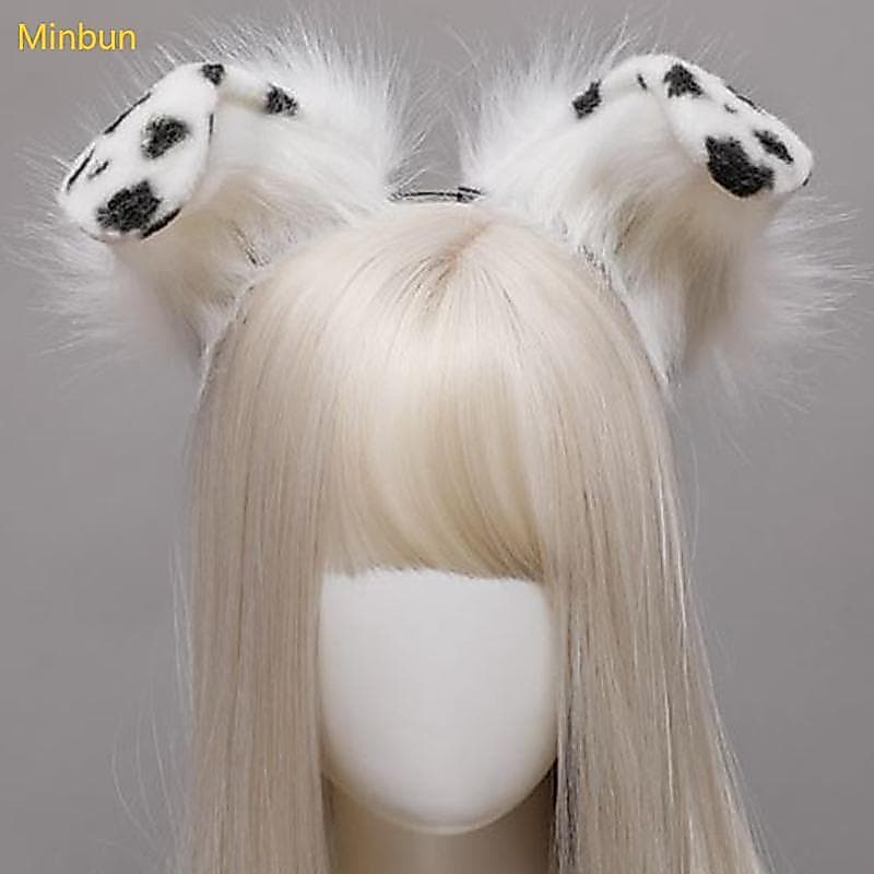 Minbun Argola Cabelo Pelúcia Orelhas Bandana Cosplay Adereços Festa