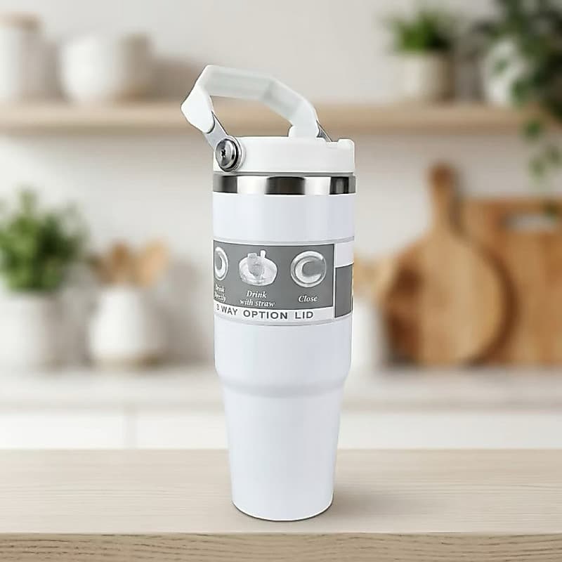 Garrafa Térmica Flip 900ml Personalizada com Alça – Nome, Logo, Profissão, Faculdade e Time
