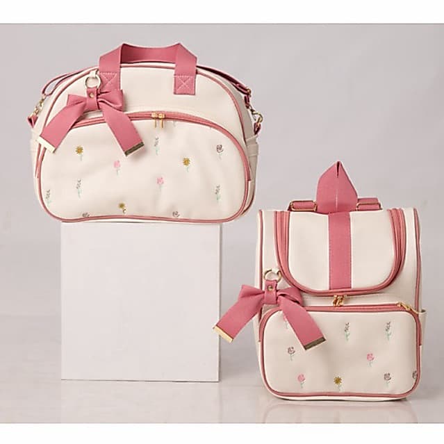 kit Bolsa Maternidade e Mochila Luxo Impermeável Floral 2 Peças Analu Baby