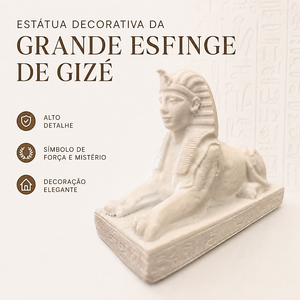 Estátua Esfinge de Gizé Egípcia Decoração Enfeite de Mesa
