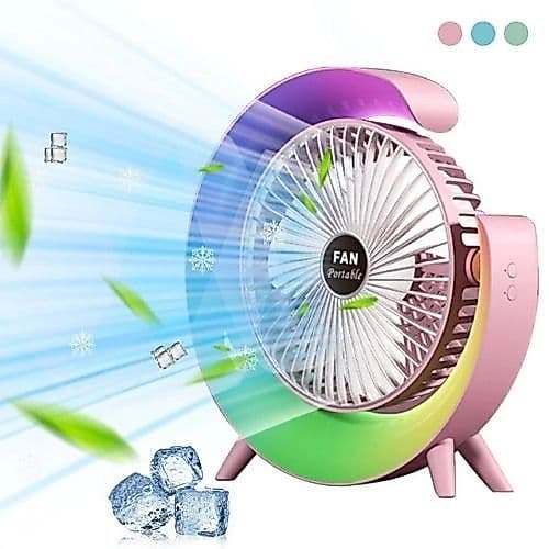 Ventilador Portátil Recarregável com LED RGB: compacto, potente e perfeito para refrescar qualquer ambiente com estilo!