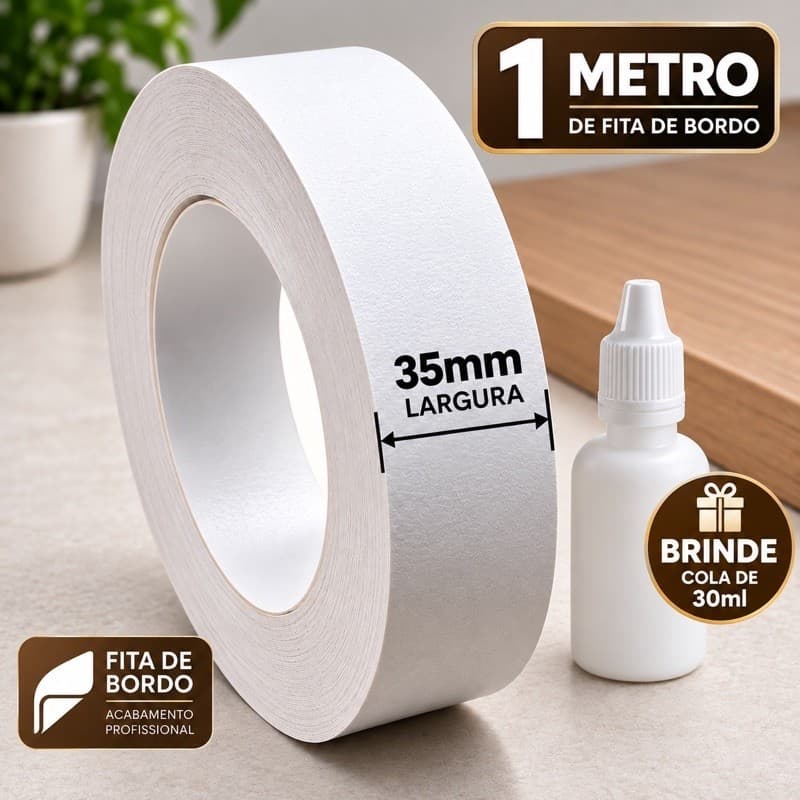 Fita de Borda PVC Branco 35mm MDF
