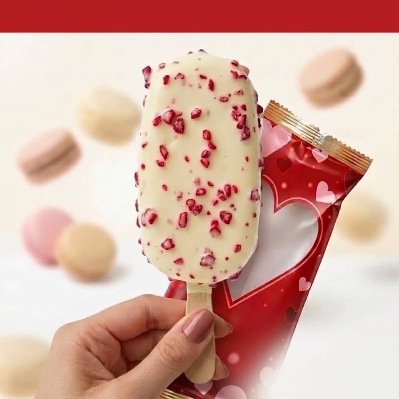 Embalagem para Picole Morango Cravejado Gelato Geladao Ituzinho 8,5x20cm BOPP Visor transparente Ocasioes