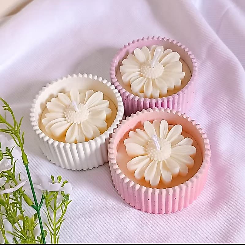 Vela Aromática Margarida 70g Artesanal Floral | Decoratica Casamento - Festa - Lembrancinha