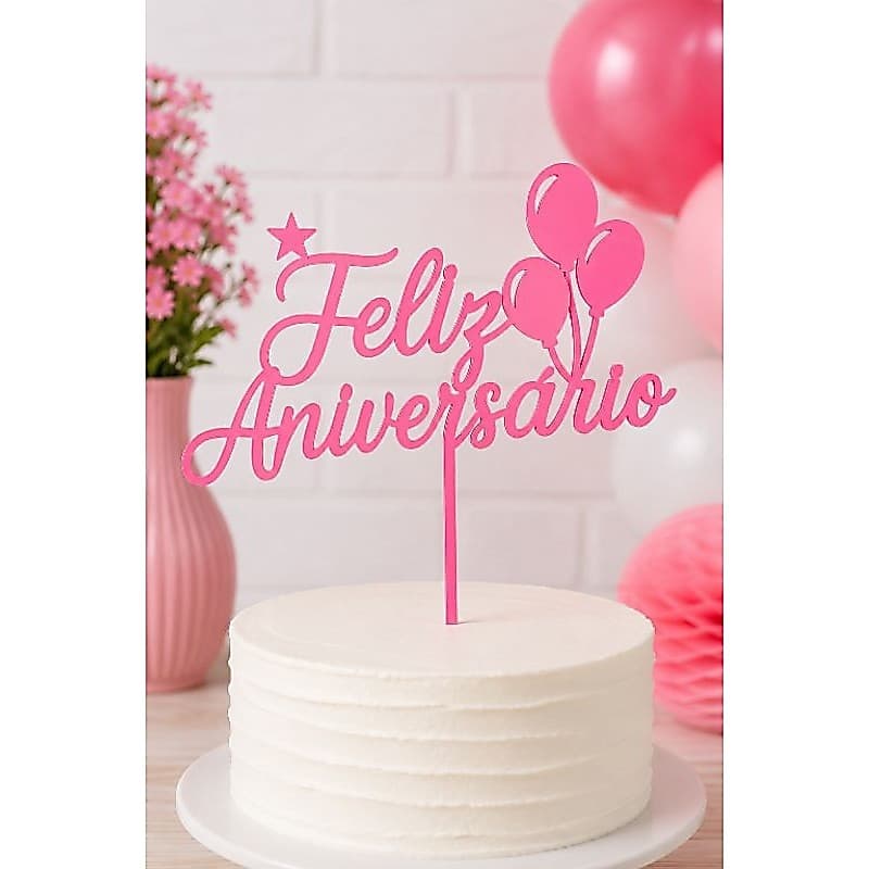 topo de bolo Feliz aniversário