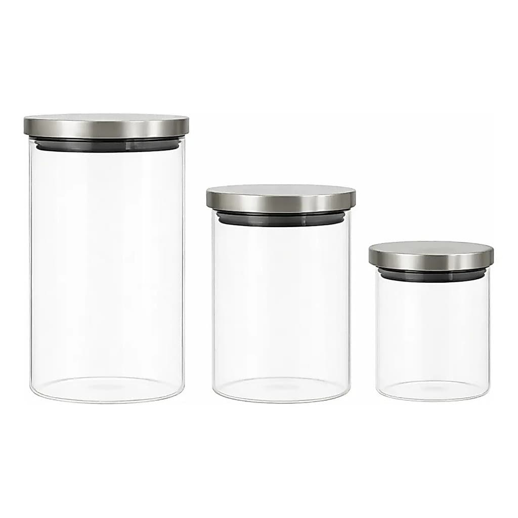 Kit 3 Potes De Vidro Belovidro Tampa Inox Vedação Alimentos