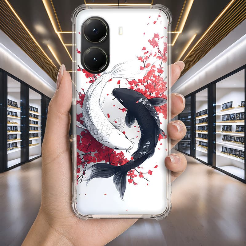 Capa Capinha POCO X6 PRO X5 X4 X3 F5 F4 GT REALME C75 Anti-impacto Personalizada japao CARPA yin yang (4187)