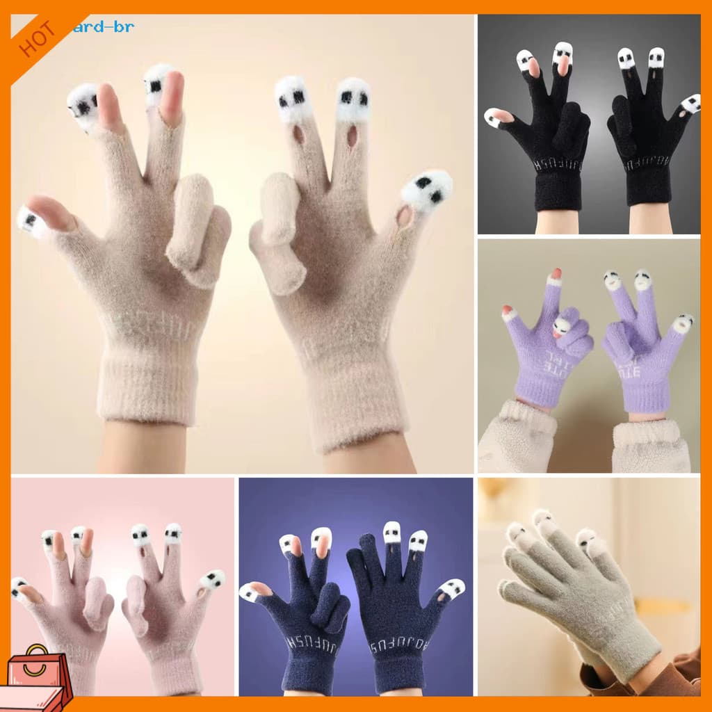 11Cute Warm Fuzzy Gloves Women Men Cozy Plush Touch Screen Gloves Winter Funny Finger Gloves for Texting Writing Driving