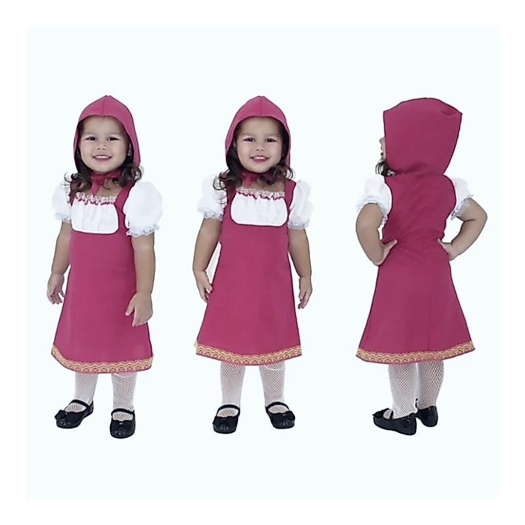 Fantasia de Festa Infantil: A Menina e o Urso com Cachecol Vestido de Festa CRRT