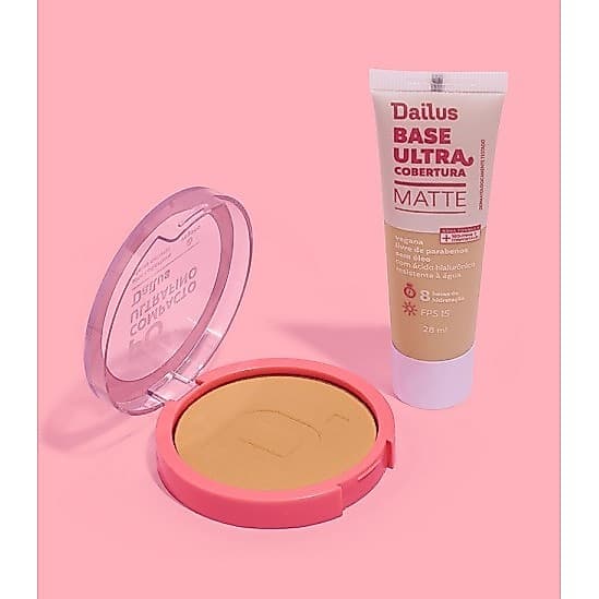 Kit Pele Dailus Base Líquida + Pó Compacto *Escolha sua Cor* CORES:KIT BASE + PÓ D5