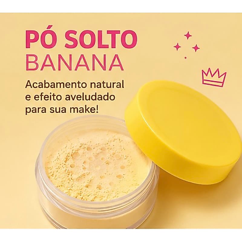 Pó Solto Banana Wike Make by Miss Rôse | Acabamento Aveludado, Controle da Oleosidade e Alta Fixação
