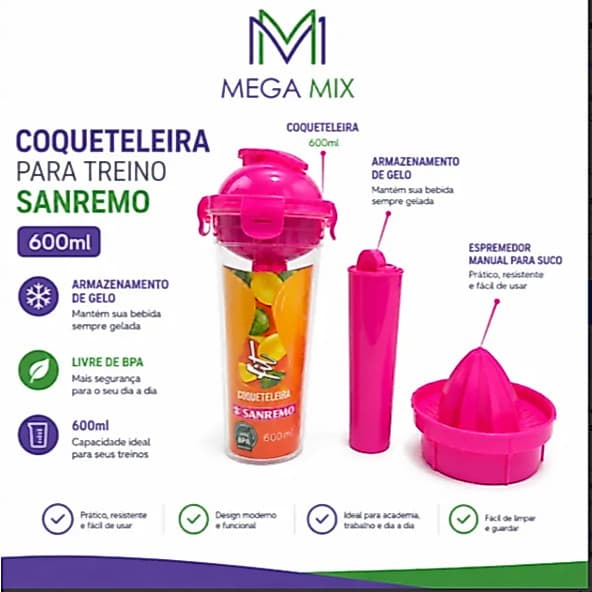 Coqueteleira Sanremo com espremedor de frutas e armazenamento de gelo