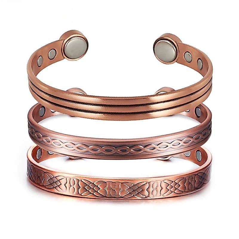 Pulseiras de Cobre Puro Ajustáveis Vintage Nó Magnético Braceletes 8mm de Largura Saúde para Artrite Joias de Alto Ímã R