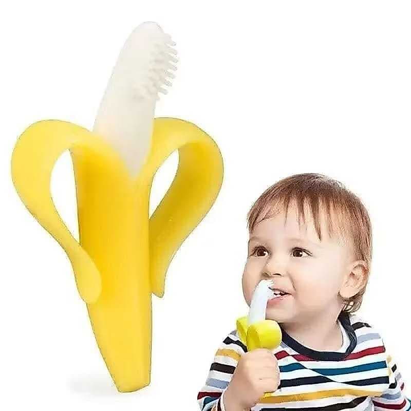 Mordedor para Bebê Silicone Bananinha Banana Escova Dentes