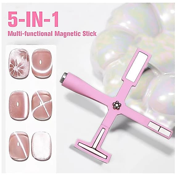 IMÃ 5 Em 1 Ferramentas De Ímã De Olho De Gato Esmalte Magnético De Cabeça Dupla Simples Desenhos 3D Para Unhas Gel
