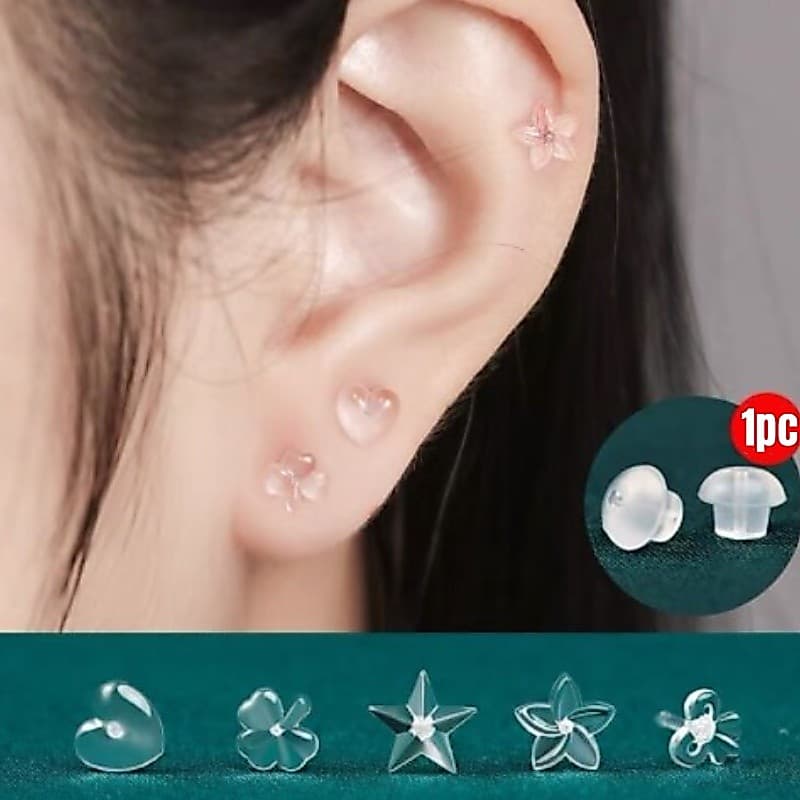 Pinos De Orelha Transparentes De Resina Invisível Hipoalergênica/Unhas De Osso Antialérgicas/Alfinetes Joias De Piercing