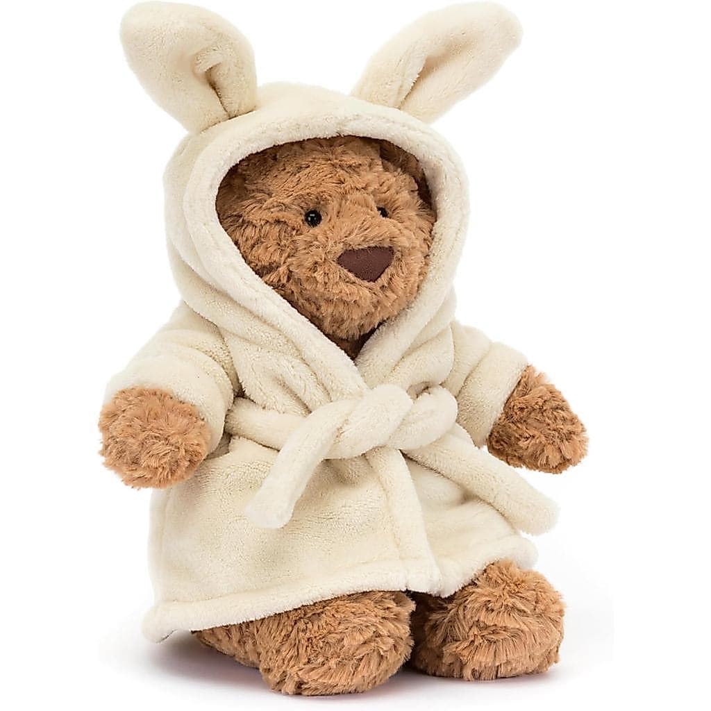 Urso de Pelúcia Jellycat Bartholomew com Roupão, 10 polegadas (aprox. 25,4 cm) - Brinquedo de Pelúcia - Macio e Adorável