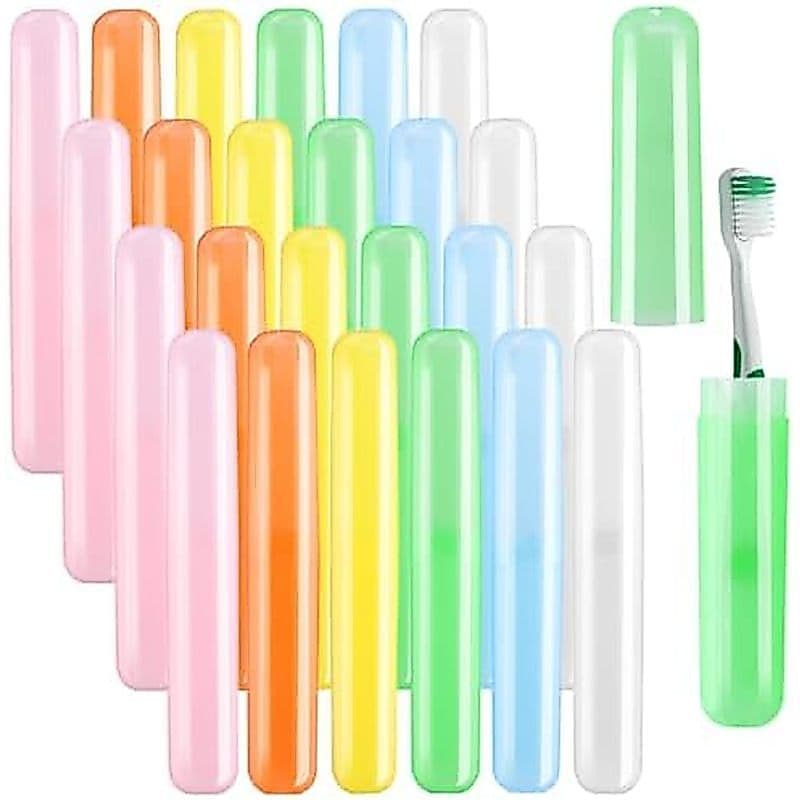 HOFASON 24 Pcs Grandes Suportes De Escova De Dentes De Viagem Cobrem A Granel , Estojo De Plástico Para Sala De Aula Inf