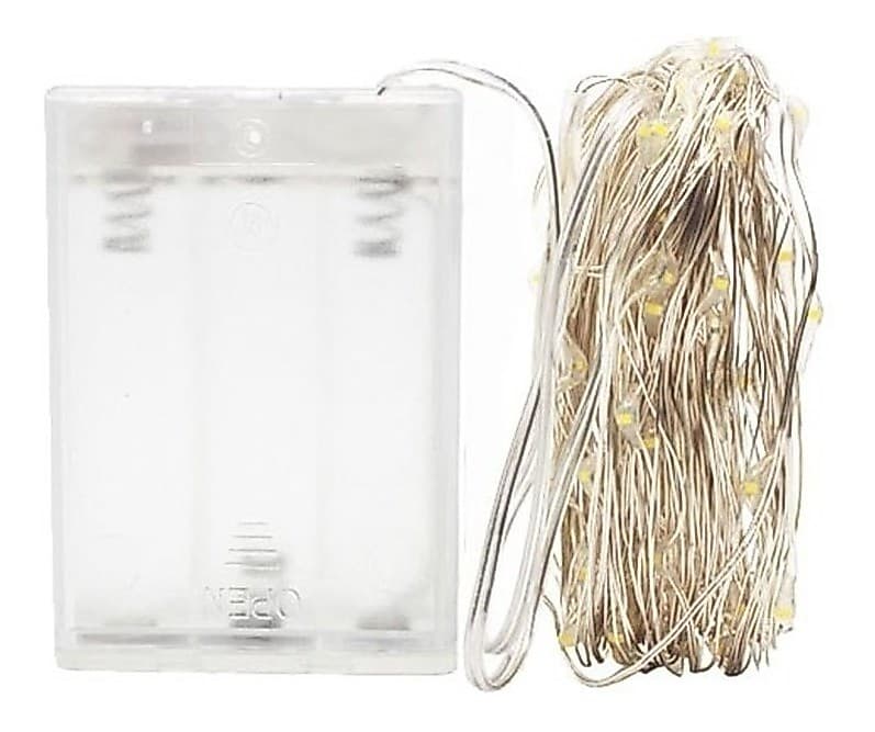 Fio Fada Prata Cobre Cordao Luz Cores Natal 2m 20 Leds Pilha