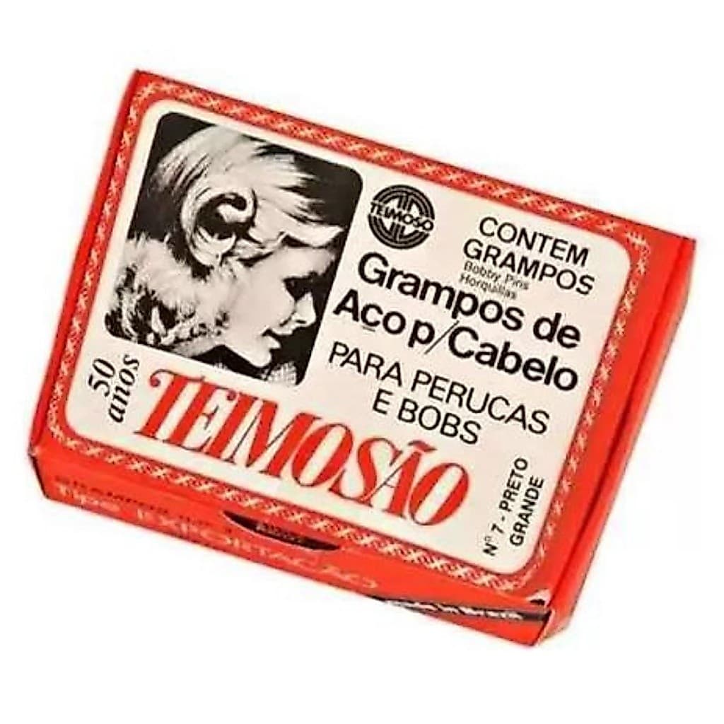 Grampo Teimosão Grande Em Aço Preto Para Cabelo N° 7 C/100 UN. - TEIMOSO