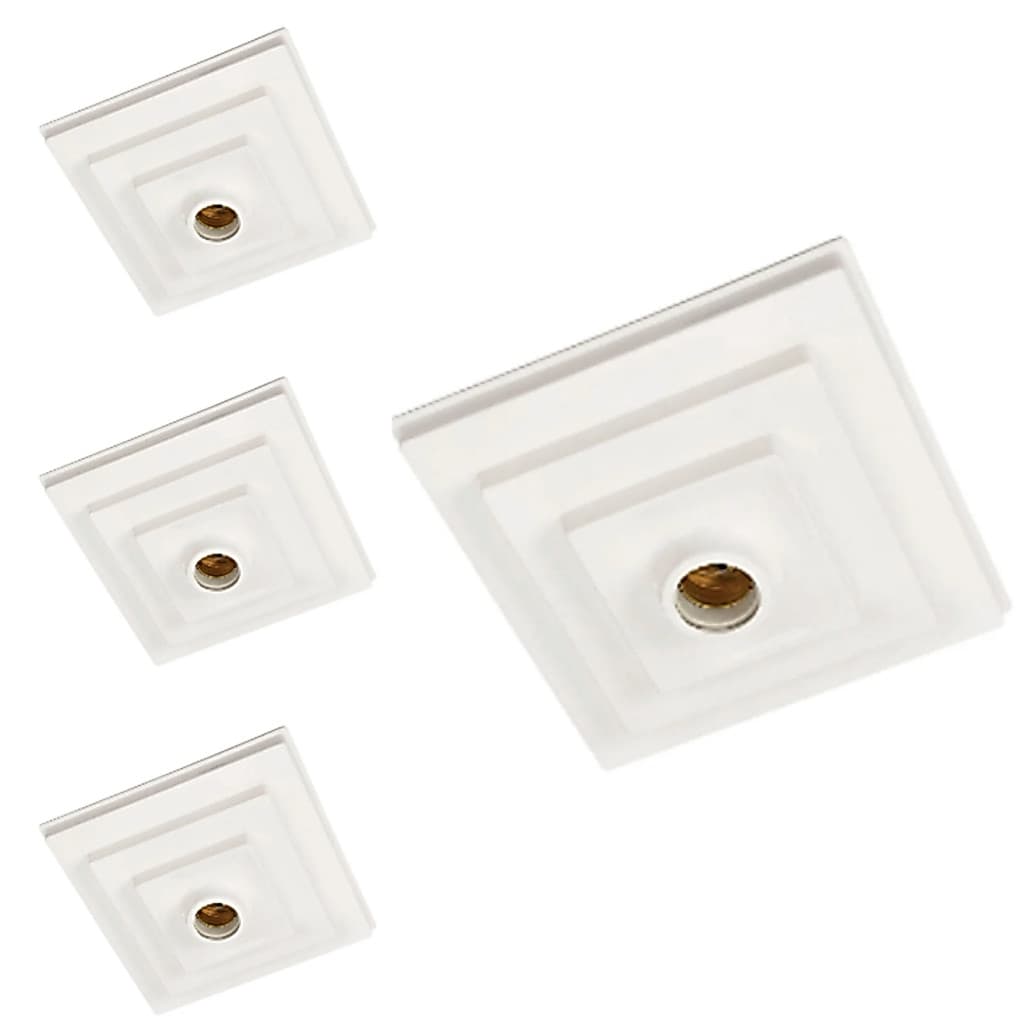 KIT 3 UNIDADES PLAFON COM SOQUETE PORCELANA QUADRADO BRANCO 19CM