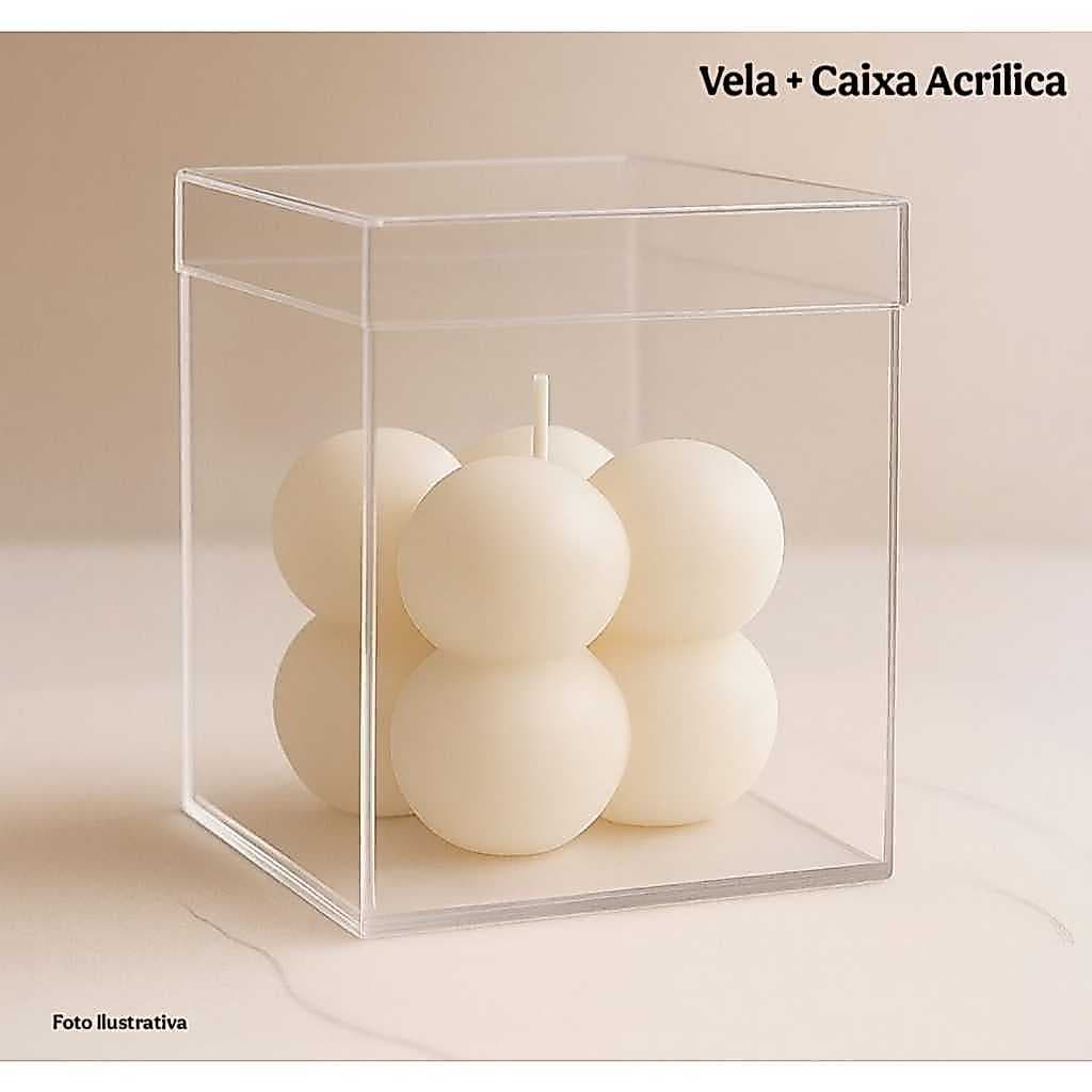 30 Velas Lembrancinha Mini Bubble 35g Vela Aromática Cera de Soja/Coco/Palma - Cor Cru
