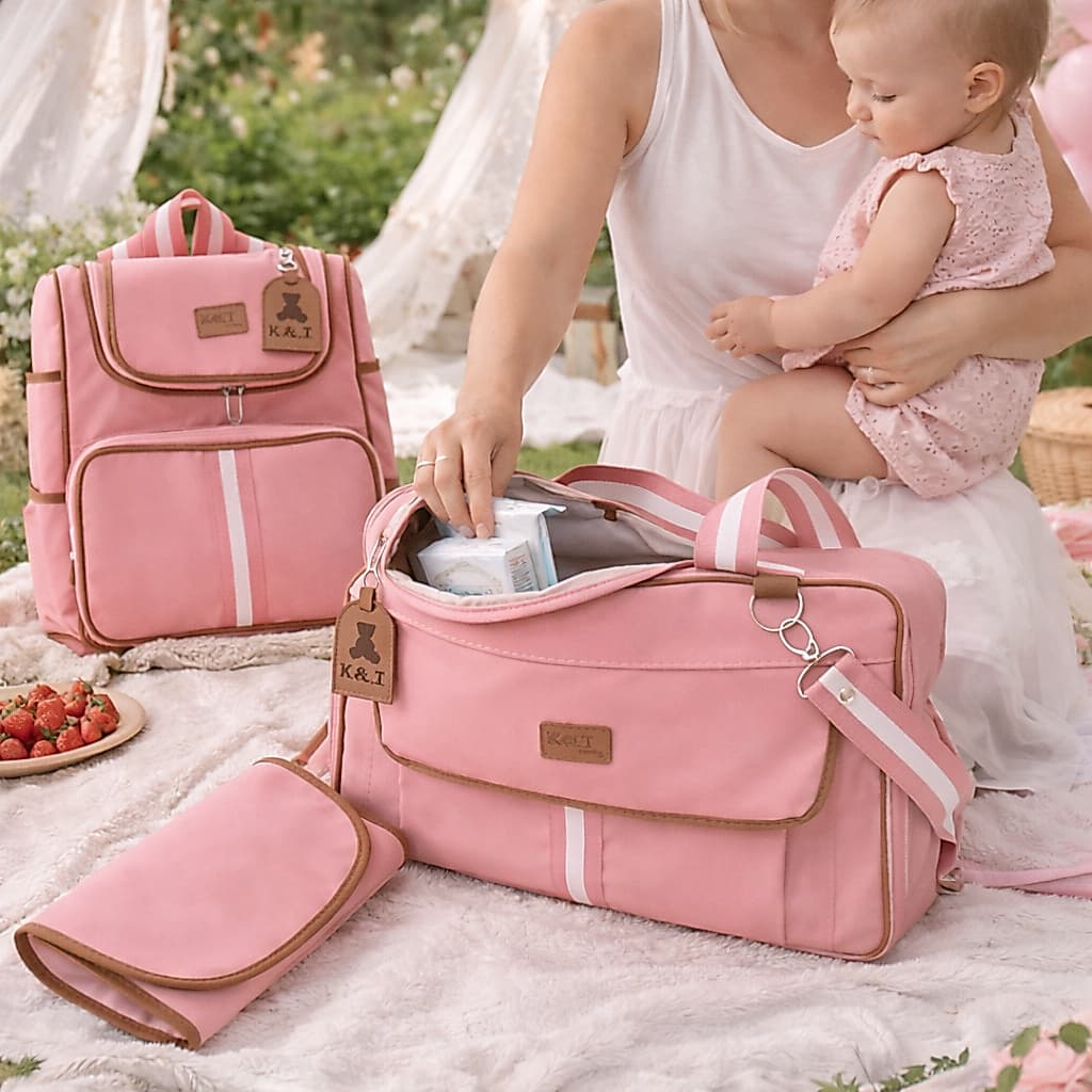 Mala de Bebê com Mochila Maternidade Kit 2 em 1 Térmico com Trocador