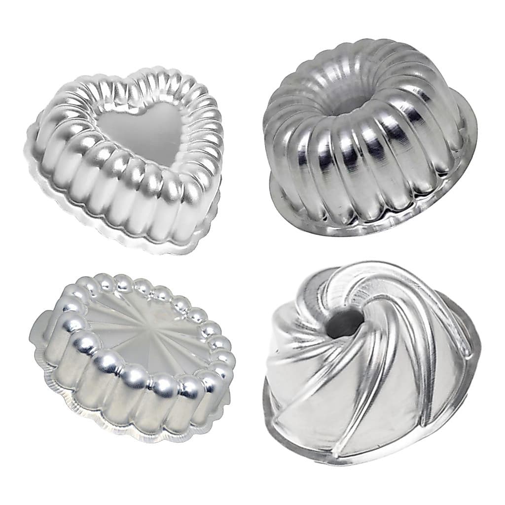 Kit Mini Forma Bolo Vulcão, Coração, Suiça1 E Charlote 9x4cm
