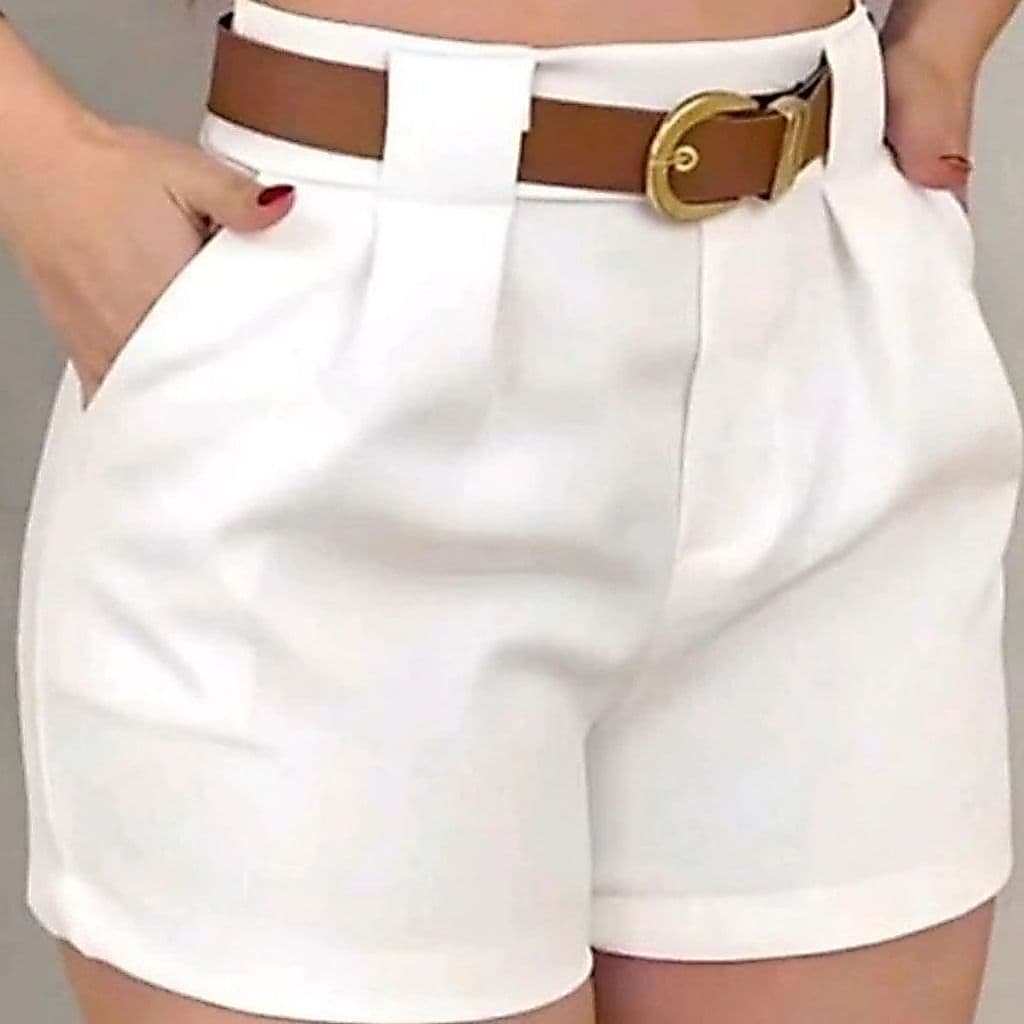 Short Alfaiataria Feminino Cintura Alta Com Cinto Com Bolso Do P ao GG PROMOÇÃO ENVIO IMEDIATO