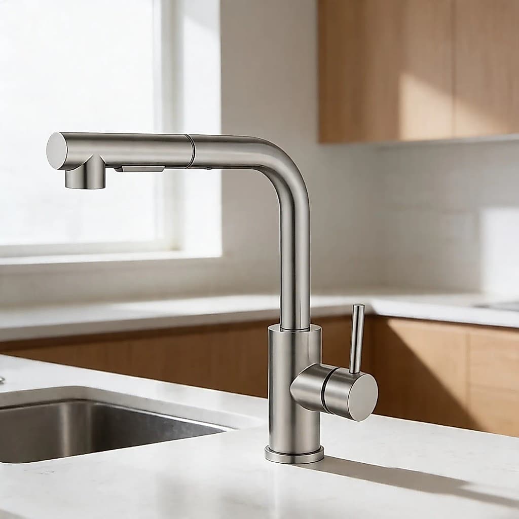 Torneira Gourmet Cozinha Monocomando Extensível Inox Escovado Bica Móvel 360 Graus Ducha Spray Pull Out Misturador