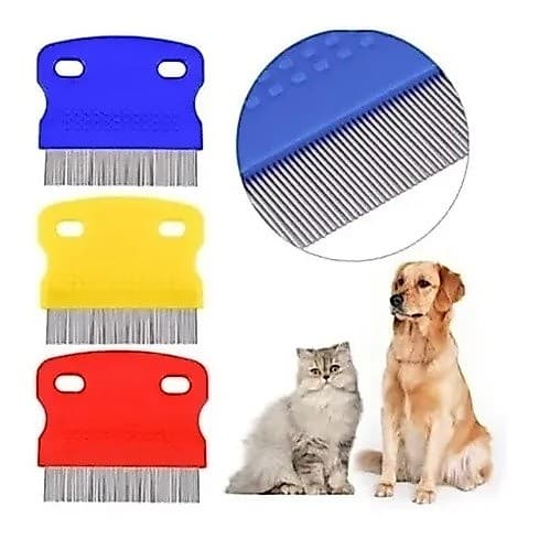 Pente Fino Tira Pulgas Para Cães Gatos Cerdas Aço
