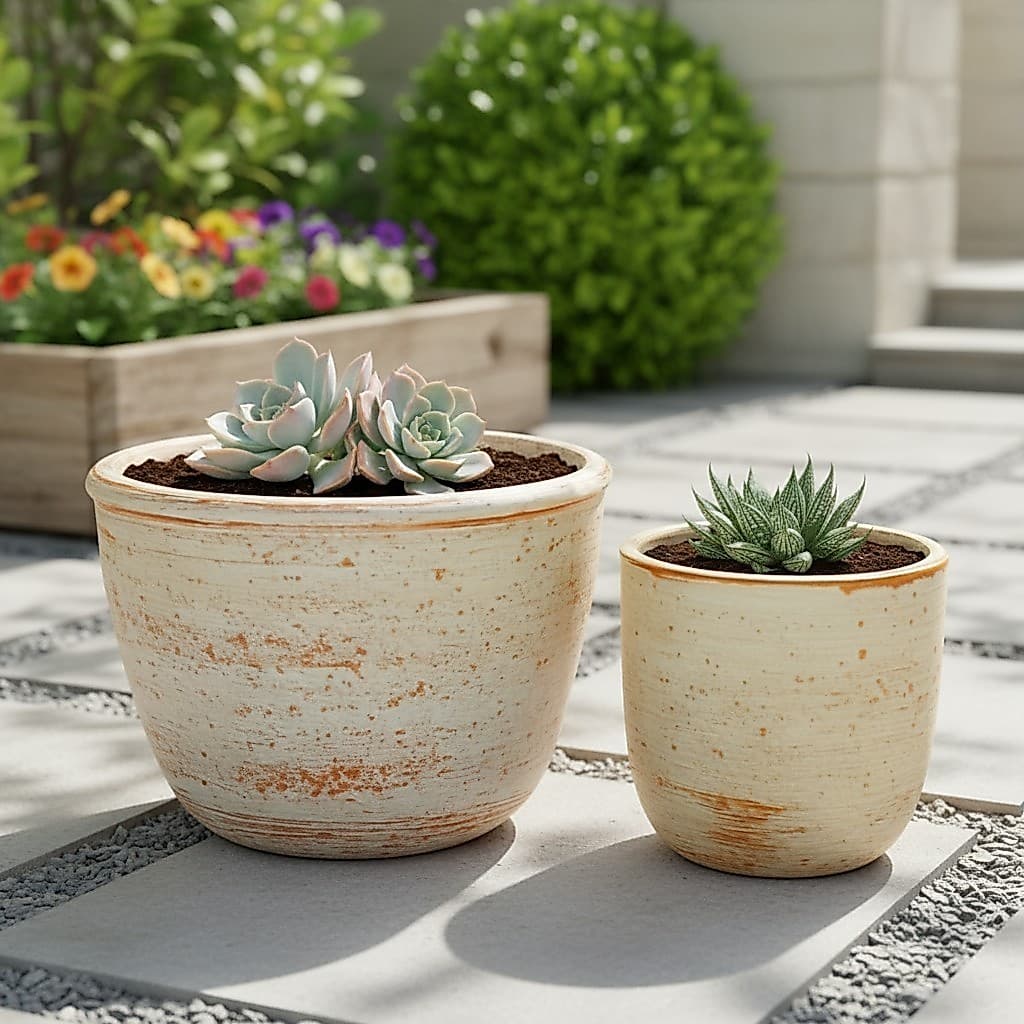 Kit 2 Vasos Terracota Moderno Lindos E Rústicos Para Plantas Naturais