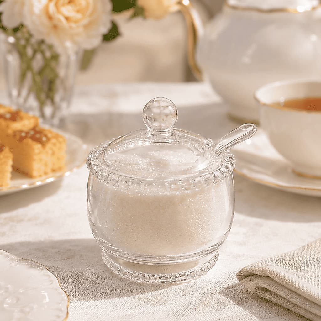 Açucareiro Pearl Cristal Wolff 200mL Com Colher Mesa Posta