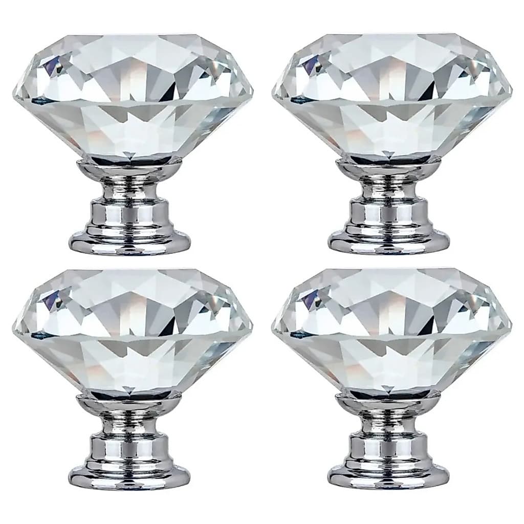 Kit 4 Puxador de Cristal 30mm para Gavetas e Armarios
