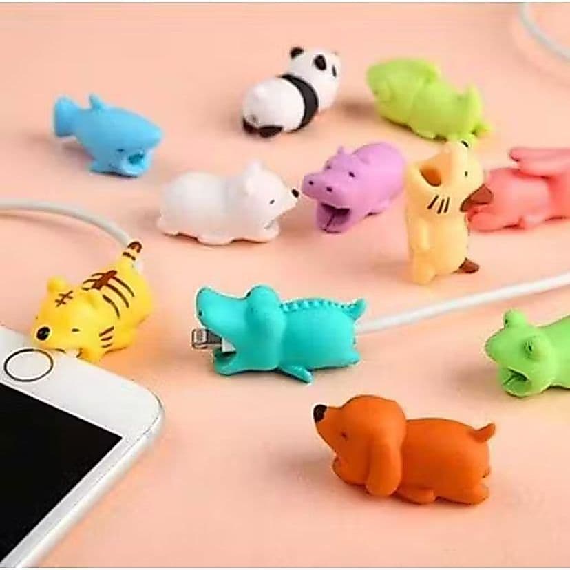 Protetor De Cabo De Carregador 3x1,5Cm Divertido De Bichinhos AnimaisPara Fio Usb Prático E Útil