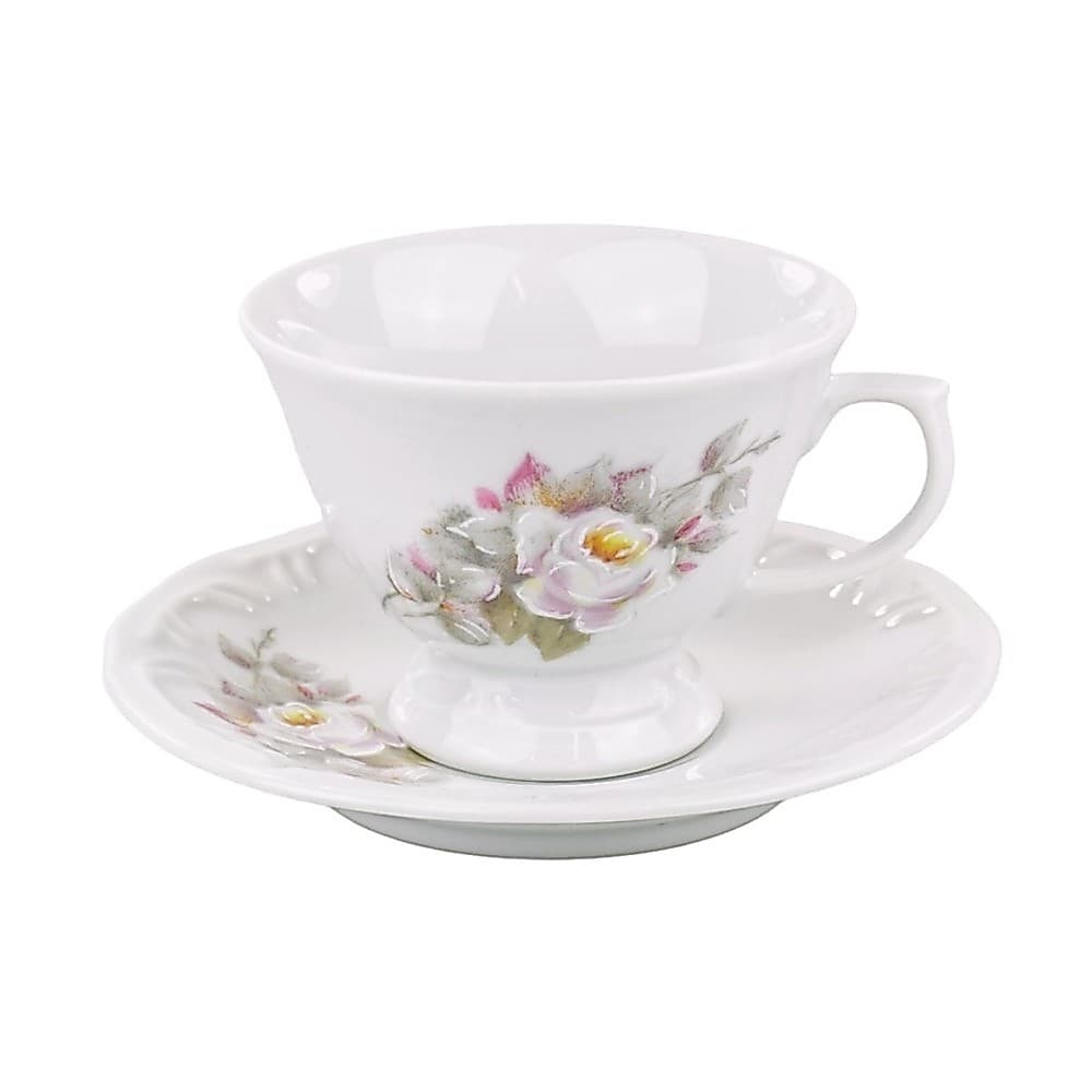 Xícara Chá Com Pires 200ml Porcelana Schmidt - Dec. Eterna E351
