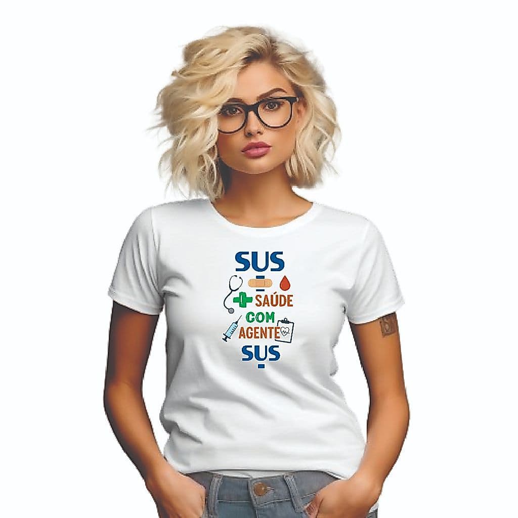 Camiseta feminina ou masculina Mais Saúde com agente, agente de saude