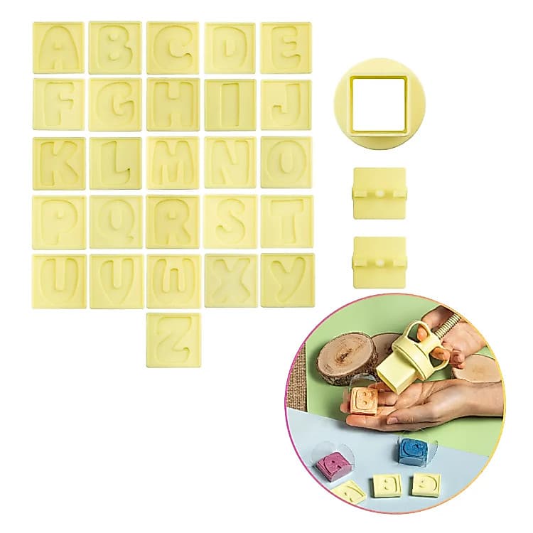 Moldes Ejetor Max Letras Alfabeto BlueStar 29 Peças Para Modelar Doces, Brigadeiros e Massas